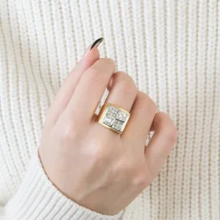Bague Tank or jaune diamants