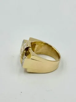 Bague tank or jaune diamants