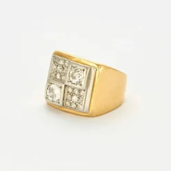 Bague Tank or jaune diamants