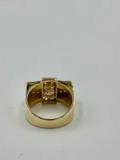 Bague tank or jaune diamants