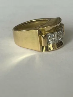 Bague Tank Or Jaune Diamants