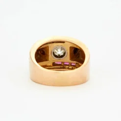 Bague Tank or jaune diamants et rubis