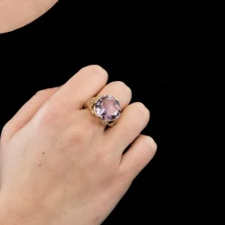 Bague Tank Or Jaune et Améthyste