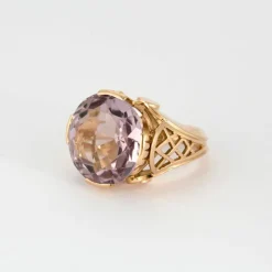 Bague Tank Or Jaune et Améthyste