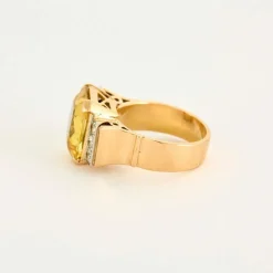 Bague Tank or jaune et blanc saphirs jaune diamants