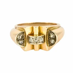 Bague Tank or jaune et diamants