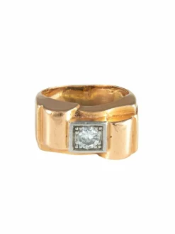 Bague Tank or jaune et Diamant