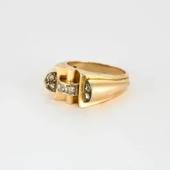 Bague Tank or jaune et diamants
