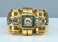 Bague TANK or jaune et diamants