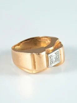 Bague Tank or jaune et Diamant
