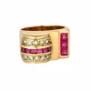 Bague Tank or jaune et gris, rubis et diamants