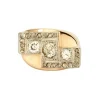 Bague Tank or jaune et platine avec diamants