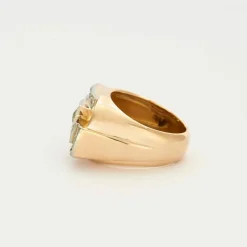 Bague Tank or jaune et platine avec diamants