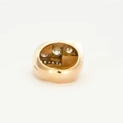 Bague Tank or jaune et platine avec diamants