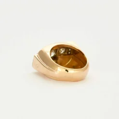 Bague Tank or jaune et platine avec diamants