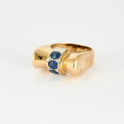 Bague Tank Or Jaune et Saphirs