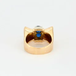 Bague Tank Or Jaune et Saphirs
