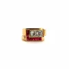 Bague Tank Or Jaune 18k & Platine Rubis