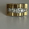 Bague Tank Or Jaune Platine Diamants