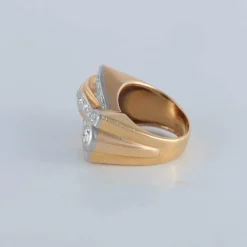 Bague tank or jaune platine diamants