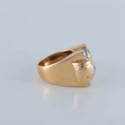 Bague tank or jaune platine diamants