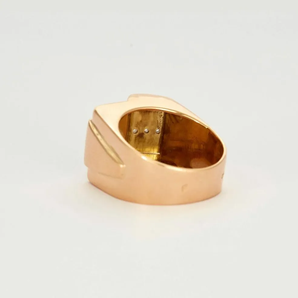 Bague Tank or jaune platine et diamants