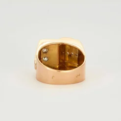 Bague Tank or jaune platine et diamants