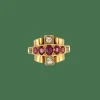 Bague Tank or jaune rubis et diamants