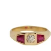 Bague Tank or jaune, rubis et diamant