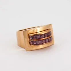Bague Tank Or Jaune, Rubis
