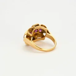 Bague Tank or jaune rubis et diamants