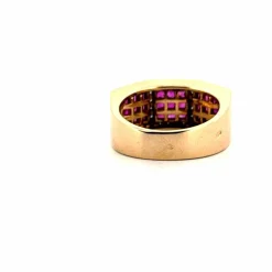 Bague Tank or jaune rubis diamants