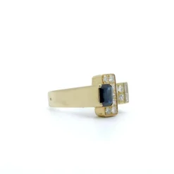 Bague tank Or jaune Saphir Diamants