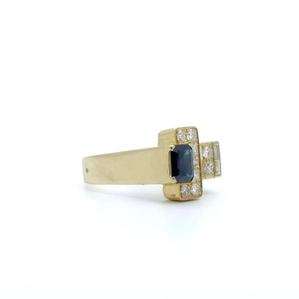 Bague tank Or jaune Saphir Diamants
