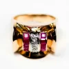 Bague Tank Or Rose Diamants et Rubis Verneuils