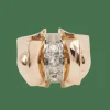 Bague Tank or rose diamants