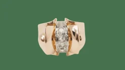Bague Tank or rose diamants