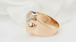 Bague Tank or rose diamants