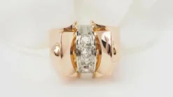 Bague Tank or rose diamants