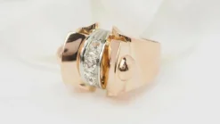 Bague Tank or rose diamants