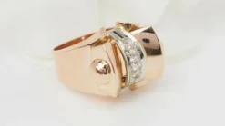 Bague Tank or rose diamants
