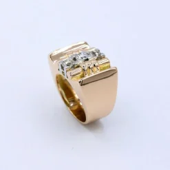 Bague Tank or rose diamants