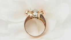 Bague Tank or rose diamants