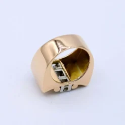 Bague Tank or rose diamants