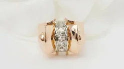 Bague Tank or rose diamants