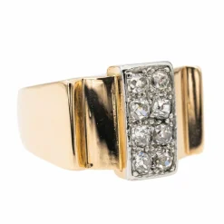 Bague Tank Or rose Diamant