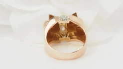 Bague Tank or rose diamants