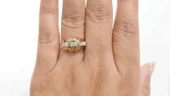 Bague Tank or rose et diamants