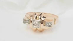 Bague Tank or rose et diamants