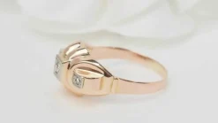 Bague Tank or rose et diamants